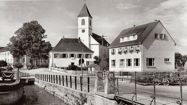 Sauldorf mit Blick auf St. Sebastian 1950