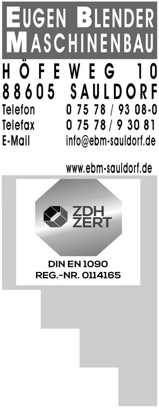 Logo EBM Maschinenbau mit weißem Hintergrund und grauer Schrift