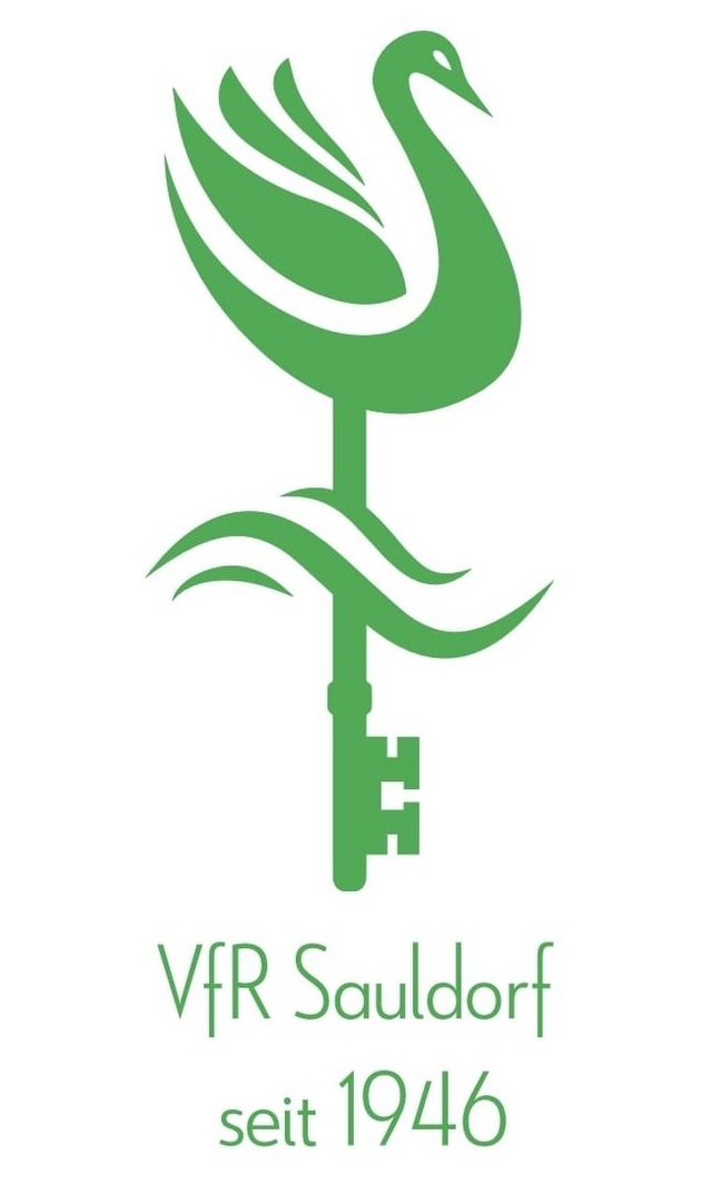 Logo vom VfR Sauldorf ist grüner Schwan auf Schlüssel